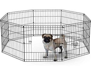 UNDERDOG 8 Panel Playpen Suitable for Dogs/Puppies/Cats & Rabbits foldable ideal for Indoor/Outdoor use puppy play pen (61cm, Black)