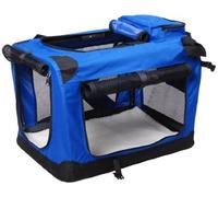 UnderDog Foldable Fabric Dog Crate with Fleece Luxury Pet Crates & Carriers Soft Side Pet Travel Crate with Removable Mat & Storage Bags, Breathable Mesh (Blue, 92cm)