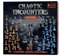 Underdusk: Chaotic Encounters - 64 Unpainted Tabletop Miniatures for D&D, Pathfinder & RPGs | Monster Figures Starter Pack with Stat Blocks
