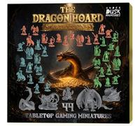 Underdusk The Dragon Hoard: 44 piece DND Miniatures Bulk Set - 18 Designs Unpainted 28mm D&D Figures with 5 Boss Dragons - Digital Stats Included