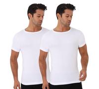 UNDEREA Men's Undershirt, 100% Cotton, Crew Neck, Business Short Sleeve Undershirt, Pack of 2 Men's Vests, White, Breathable & Soft Tank Top Men, White, 3XL