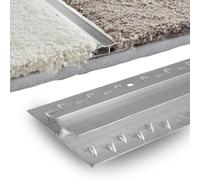 Underfoot Carpet To Carpet Floor Double Door Bar - Silver Metal Threshold Trim Strip, 0.9M Length