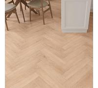 Underfoot Lvt Luxury Vinyl Tile Herringbone Flooring Waterproof Click Fit Wood Effect, Built In Underlay, 2.36M² Per Pack, Soft Oak