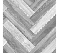 Underfoot Vinyl Flooring Grey Herringbone Wood Effect Design Foam Backed Vinyl Flooring Roll