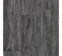 Underfoot Vinyl Flooring Wood Oak Plank Effect Foam Backed Lino Flooring Roll (Dark Grey)
