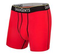 UnderGents Men's Boxer Brief Underwear. 4.5" Leg & Flyless Pouch for CloudSoft Cooling Comfort Not Compression, Red, L