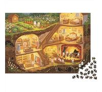 Underground House Jigsaw Puzzles 1000 Pieces Recycled Material Rabbit's Home Adult Jigsaws Developing Boy & Girl‘s Intelligence Parent Child Game Activity 38x26cm/1000pcs