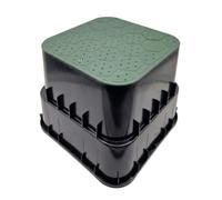 Underground Irrigation Valve Box Large, Bottomless HDPE Valve Chamber with Screw-Down Lid, Weatherproof UV-Resistant Green or Grey Cover, Holds Up to 2 Solenoid or Manual Garden Valves