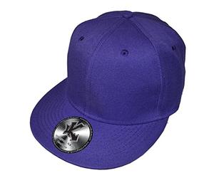 Underground Kulture Plain Purple Flat Peak Fitted Baseball Cap Blank Streetwear Hat 6 7/8"
