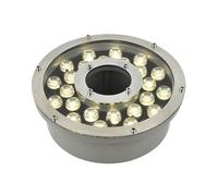 Underground Light LED - IP68 Waterproof Spotlight, IP68 Waterproof Ring Fountain LED Lamp, Middle Hole LED Underwater Pond Lights, Submersible Pond Lighting(Yellow,18W(DC24V))