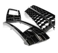 Underground Parts Custom All Gloss Black Front Lower Bumper Grilles with Fog Light Covers for Skoda Octavia mk3 2013-2017