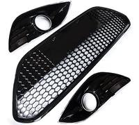 Underground Parts Gloss Black Honeycomb Front Bumper Lower Grilles & Fog Light Surrounds for Ford Focus mk2 Facelift