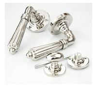 UNDERGROUND PARTS Jones & Grey Regency Reeded Lever Door Handles & Bathroom Thumb Turn Release Polished Brass