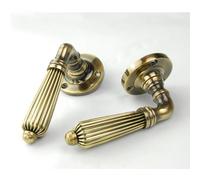 UNDERGROUND PARTS Jones & Grey Regency Reeded Solid Brass Lever Door Handles on Rose - Antique Brass (Latch Lever Handles)