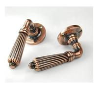 UNDERGROUND PARTS Jones & Grey Regency Reeded Solid Brass Lever Door Handles on Rose - Antique Copper (Latch Lever Handles)