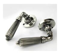 UNDERGROUND PARTS Jones & Grey Regency Reeded Solid Brass Lever Door Handles on Rose - Antique Nickel (Latch Lever Handles)