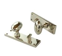 UNDERGROUND PARTS New York Door Knobs Oval Round Handles on Bathroom Backplate Polished Nickel
