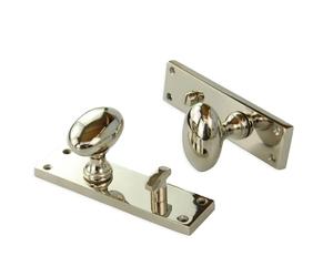 UNDERGROUND PARTS New York Door Knobs Oval Round Handles on Bathroom Backplate Polished Nickel