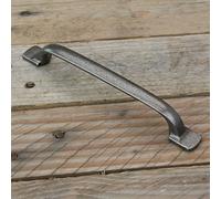 UNDERGROUND PARTS Pewter Finish Cast Iron Cabinet Kitchen Drawer Door Bow Handles Pulls & Knobs (D Handle Square Backfix 200mm)