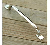UNDERGROUND PARTS Polished Nickel Solid Brass Cabinet Kitchen Drawer Door Bow Handles Pulls & Knobs (D Handle Square 200mm Backfix)