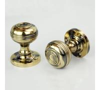UNDERGROUND PARTS Regency Bloxwich Solid Antique Brass Door Knobs Handles on a Round Rose