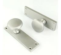 UNDERGROUND PARTS Satin Nickel Round Door Knobs Handles on Backplate Matt Brushed Silver Chrome