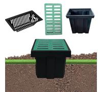Underground Storm Drain Box with Resin Grate for Efficient Rainwater Drainage in Landscapes, Outdoor Areas, and Patios