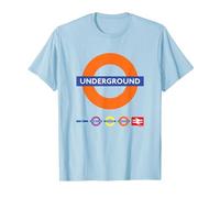 Underground UK Train Symbol Britain Railway Colorful Icons T-Shirt, Men, Baby Blue, Small