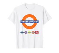Underground UK Train Symbol Britain Railway Colorful Icons T-Shirt, Men, White, Small