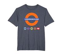 Underground UK Train Symbol Britain Railway Colorful Icons T-Shirt, Men's Big and Tall, Heather Blue, 4X Tall
