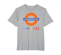 Underground UK Train Symbol Britain Railway Colorful Icons T-Shirt, Men's Big and Tall, Heather Grey, 2X Tall