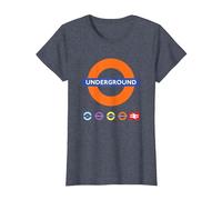 Underground UK Train Symbol Britain Railway Colorful Icons T-Shirt, Women, Heather Blue, Medium