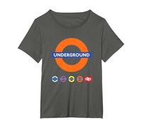 Underground UK Train Symbol Britain Railway Colorful Icons T-Shirt, Women's Plus, Asphalt Grey, 2X