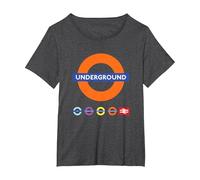 Underground UK Train Symbol Britain Railway Colorful Icons T-Shirt, Women's Plus, Dark Heather Grey, 3X