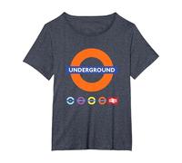 Underground UK Train Symbol Britain Railway Colorful Icons T-Shirt, Women's Plus, Heather Blue, 6X