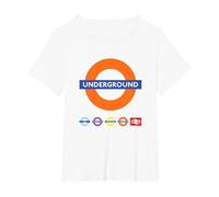 Underground UK Train Symbol Britain Railway Colorful Icons T-Shirt, Women's Plus, White, 2X