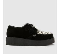 UNDERGROUND Women's Original Wulfrun Creeper Flat Shoes in Black & White, Animal Print, Suede, Size: 3 UK 3