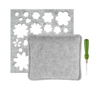 Underlay for Needle Felting, Needle Felting Pad Tool Kit with Felting Needle and Flower Stencil, Needle Felting Starter Set, Accessories for Various Felt Projects (Grey)
