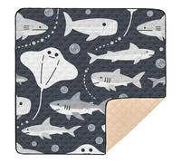 Undermarine Shark Dark Blue Soft Foam Baby Activity Play Mat for Floor Lightweight Playroom Activity Mat for Babies Infants Toddlers, 50'' x 50''