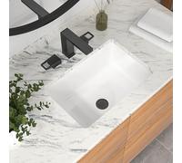 Undermount Bathroom Sink - Mocoloo 18 x 12 Inch Rectangle Porcelain White Bathroom Sink 7.7 Inch Deep Basin with Overflow, Small Square Lavatory Vanity Sink Mounted Under The Counter