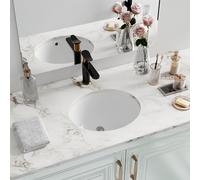 Undermount Bathroom Sink Oval, Hugsleek Interior Bowl Size 16 x 13 inch White Porcelain Ceramic Vessel Sink Under Counter Oval Exterior size 18x15in Bath Sink Bowl Basin Lavatory Vanity Fireclay