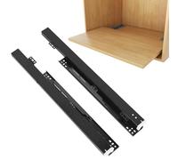 Undermount Drawer Slides, Bottom Mount Invisible Soft Close Pull Out Drawer Runners, 1 Pair Full Extension Hidden Ball Bearing Bottom Rail, Shelf Floor Slide for Kitchen Cabinet (Black, 14inch350mm)