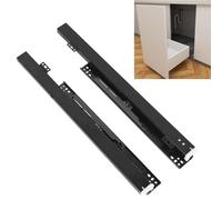 Undermount Drawer Slides, Bottom Mount Invisible Soft Close Pull Out Drawer Runners, 1 Pair Full Extension Hidden Ball Bearing Bottom Rail, Shelf Floor Slide for Kitchen Cabinet (Black, 24inch600mm)