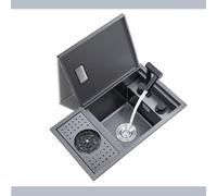 Undermount Hidden Sink Freestanding Single-Bowl Kitchen Sink Hidden Cup Holder Includes Accessories for Kitchen Islands, RVs(55 * 32cm(21.7 * 12.6in))