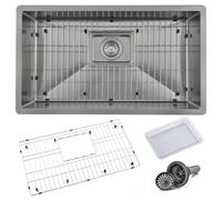 Undermount Kitchen Sink Stainless Steel Single Bowl Round Corner 16 Gauge Handmade Under Counter Kitchen Sinks Basin(7643)