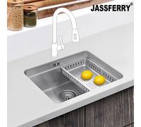 Undermount Kitchen Sink with Dish Drainer Rack, 540 x 440 mm JASSFERRY Silver One Size