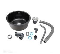 Undermount Small Kitchen Sink Professional Nano Black Stainless Steel Single Bowl Kitchen Bar Sink Diameter 15.7in