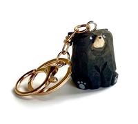UNDERPINE Lovely Bear Keychain Keyring Clip Charm Accessories Miniature Carved Wood Figurine, Black, S