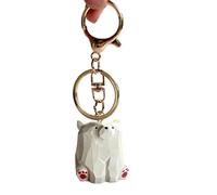 UNDERPINE Lovely Bear Keychain Keyring Clip Charm Accessories Miniature Carved Wood Figurine, White, S
