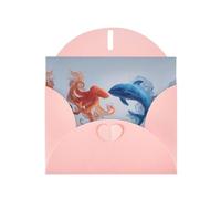 Undersea animals fighting Pink Patterns greeting card 6x4 inches with envelope, covering birthdays, weddings and other occasions